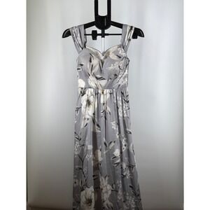 Bariano Australia Grey Floral Maxi Dress Sweetheart Neckline Formal Size S